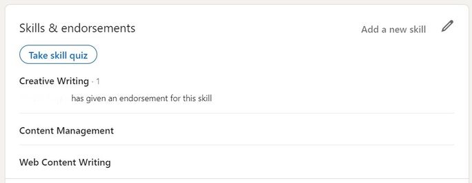 Edit your Skill & Endorsment Edit your Skill & Endorsment