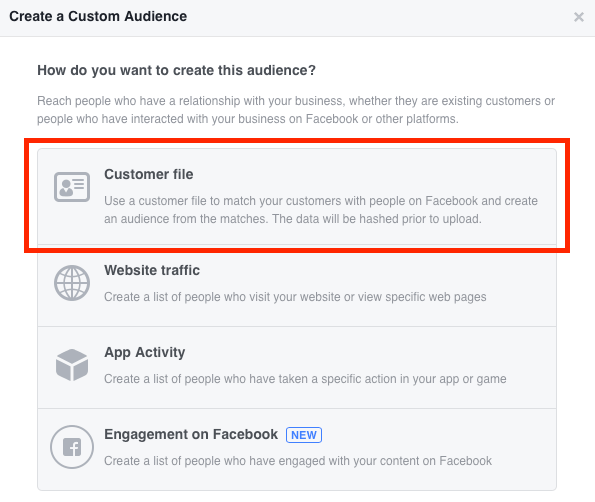 Custom Audience creating a custom audience in facebook