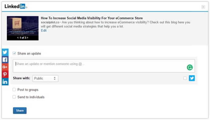 Use LinkedIn Share Button Use LinkedIn Share Button