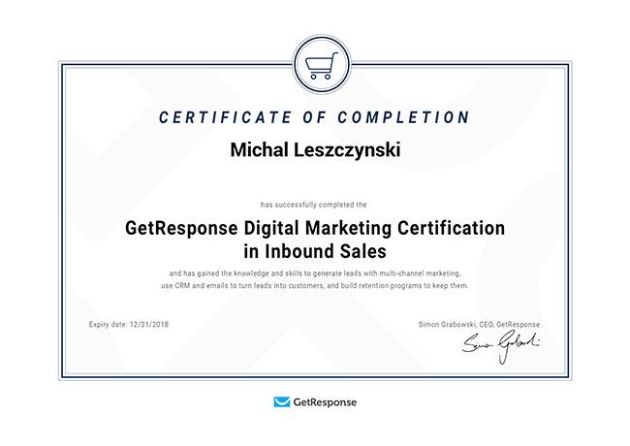 GetResponse Digital Marketing Certificate GetResponse Digital Marketing Certificate