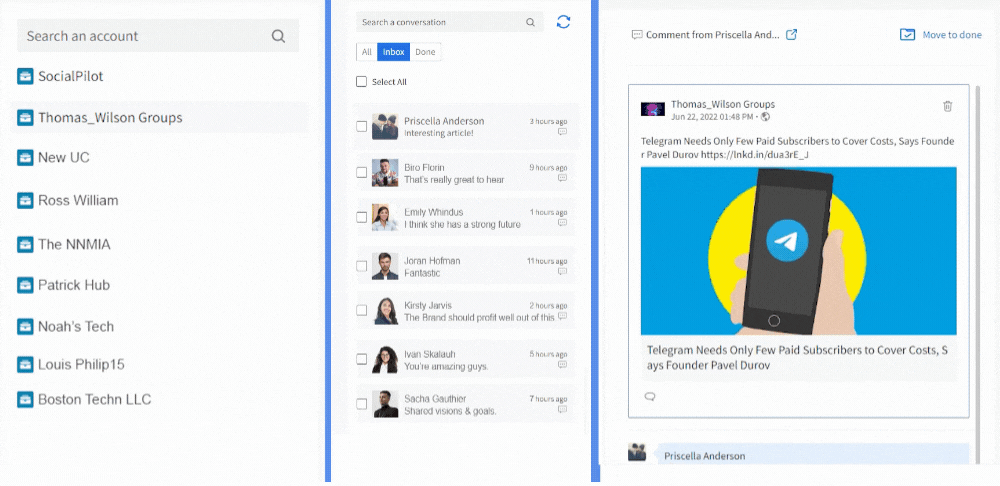 SocialPilot LinkedIn inbox SocialPilot LinkedIn inbox