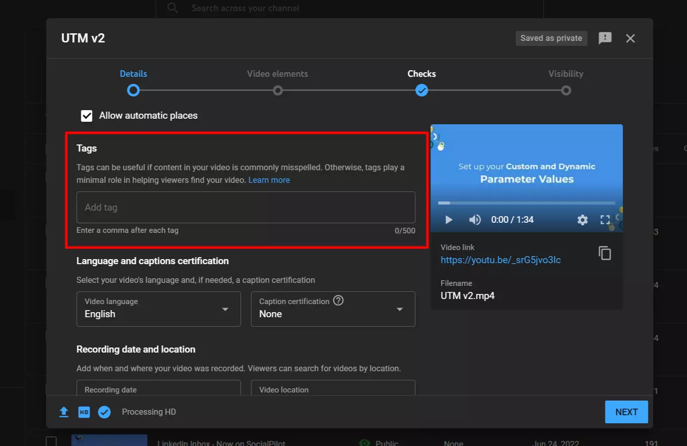 YouTube Studio page YouTube Studio page