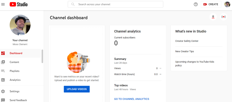 Channel dashboard Channel dashboard