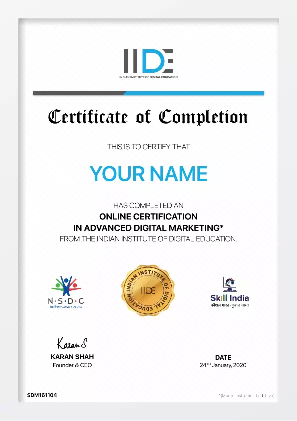 IDE’s Advanced Digital Marketing Certification IDE’s Advanced Digital Marketing Certification
