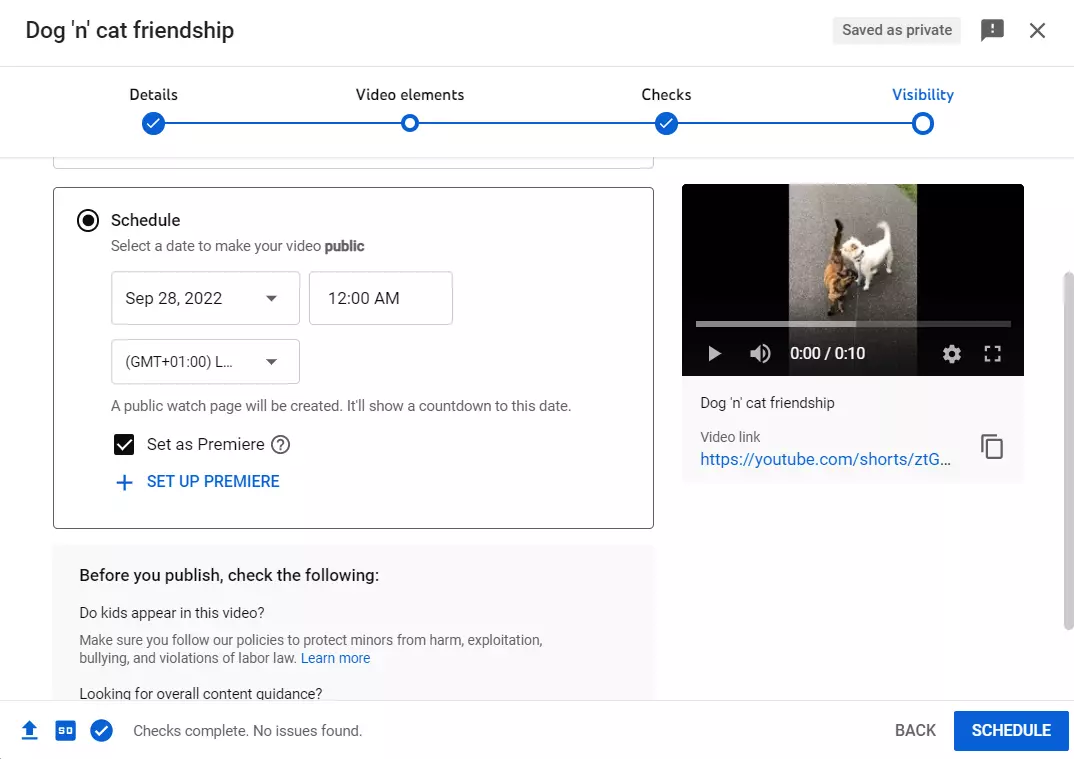 Video scheduled Video scheduled