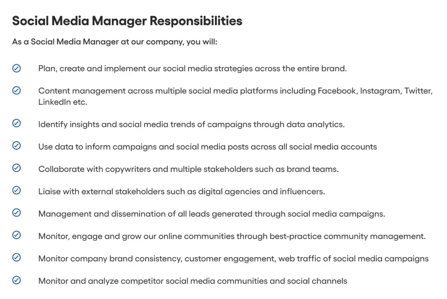 social media manager responsibilities social media manager responsibilities
