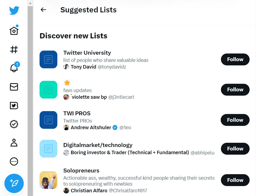 Twitter Suggested List Twitter Suggested List