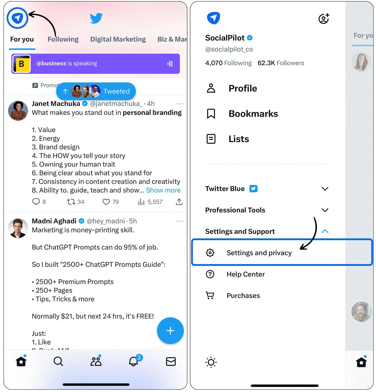 Settings and Privacy Settings and Privacy