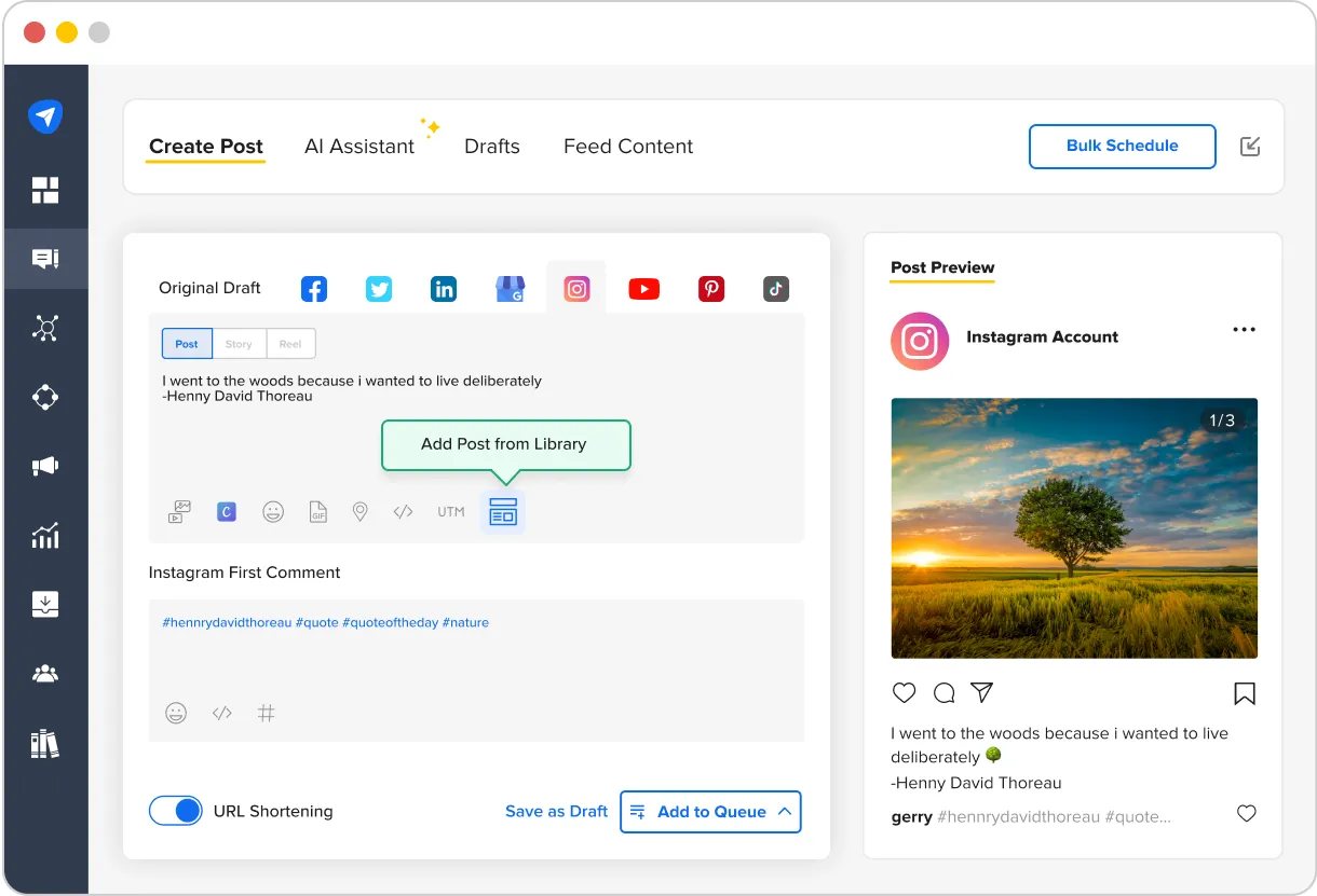 add post from library add post from library
