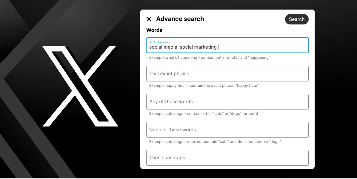 An image of doing a Twitter advanced search An image of doing a Twitter advanced search