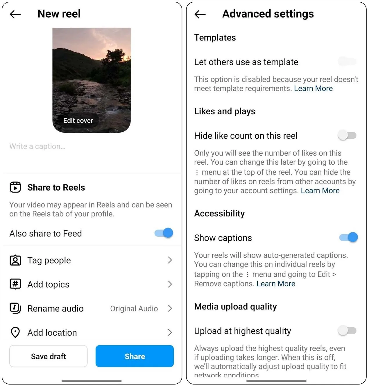 Adding Captions and Advanced Settings Adding Captions and Advanced Settings