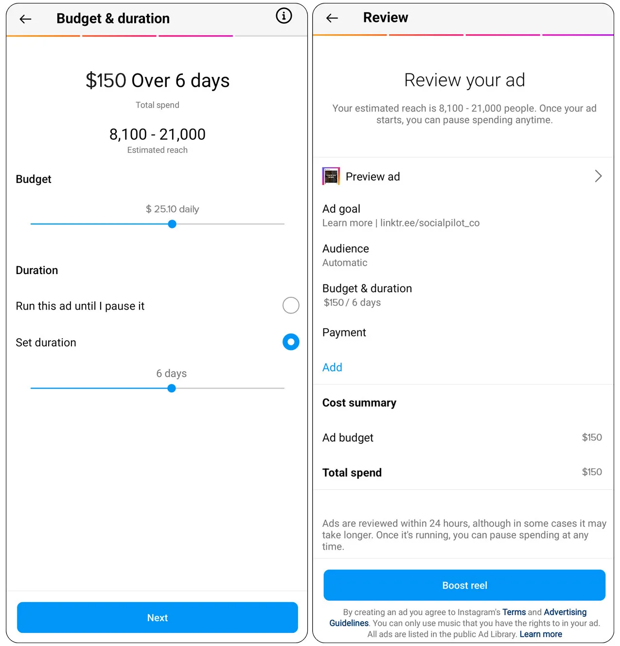 budget and duration budget and duration
