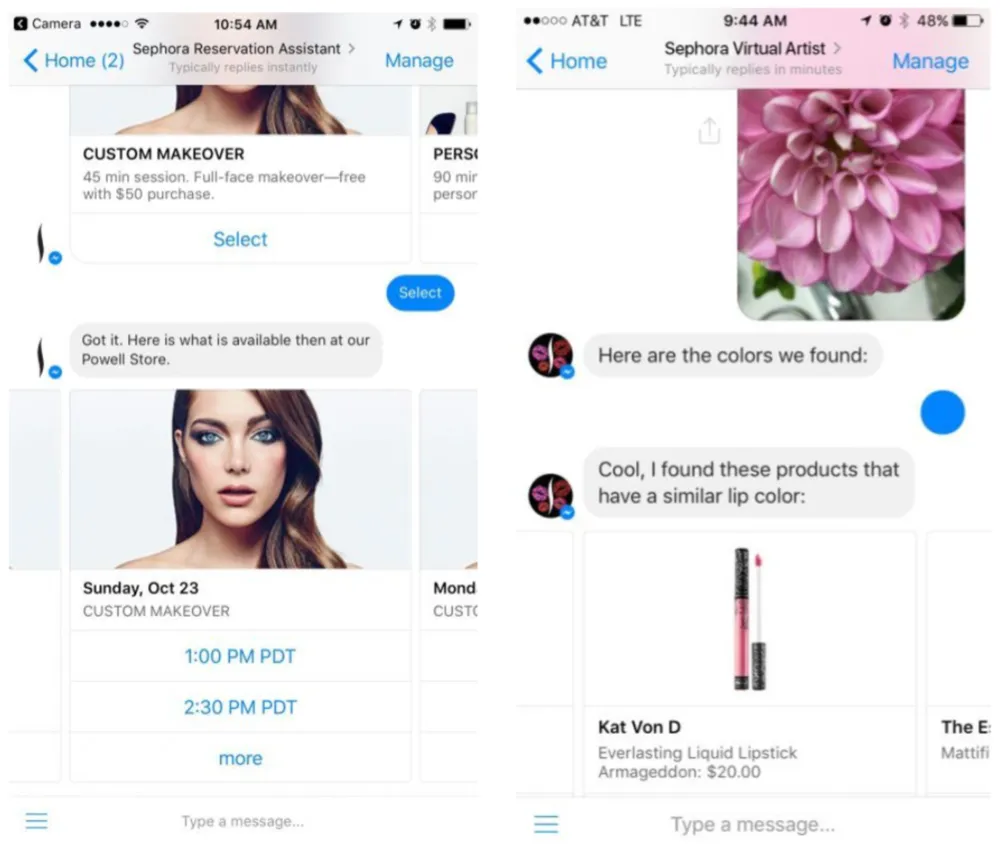 Sephora Facebook Messenger bots Sephora Facebook Messenger bots