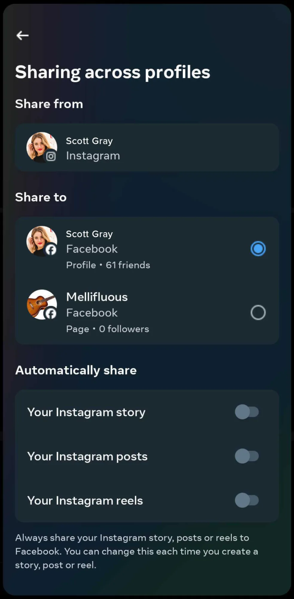 Sharing across profiles Sharing across profiles