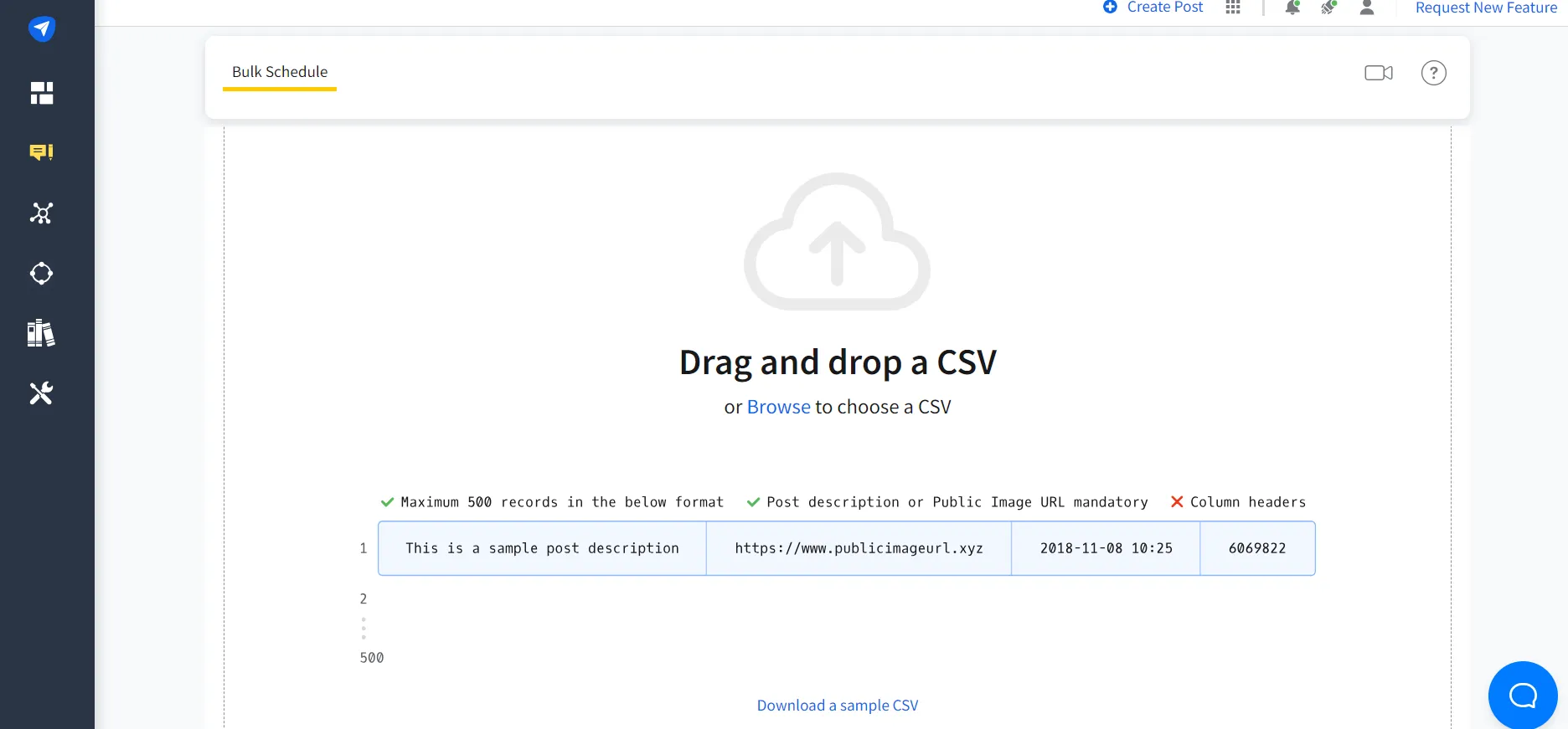 Drag and drop your CSV file Drag and drop your CSV file
