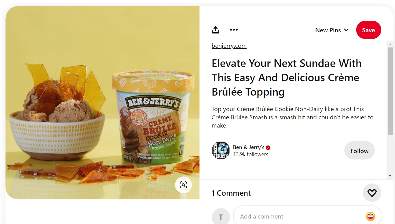 A Pinterest post of Ben & Jerry’s A Pinterest post of Ben & Jerry’s