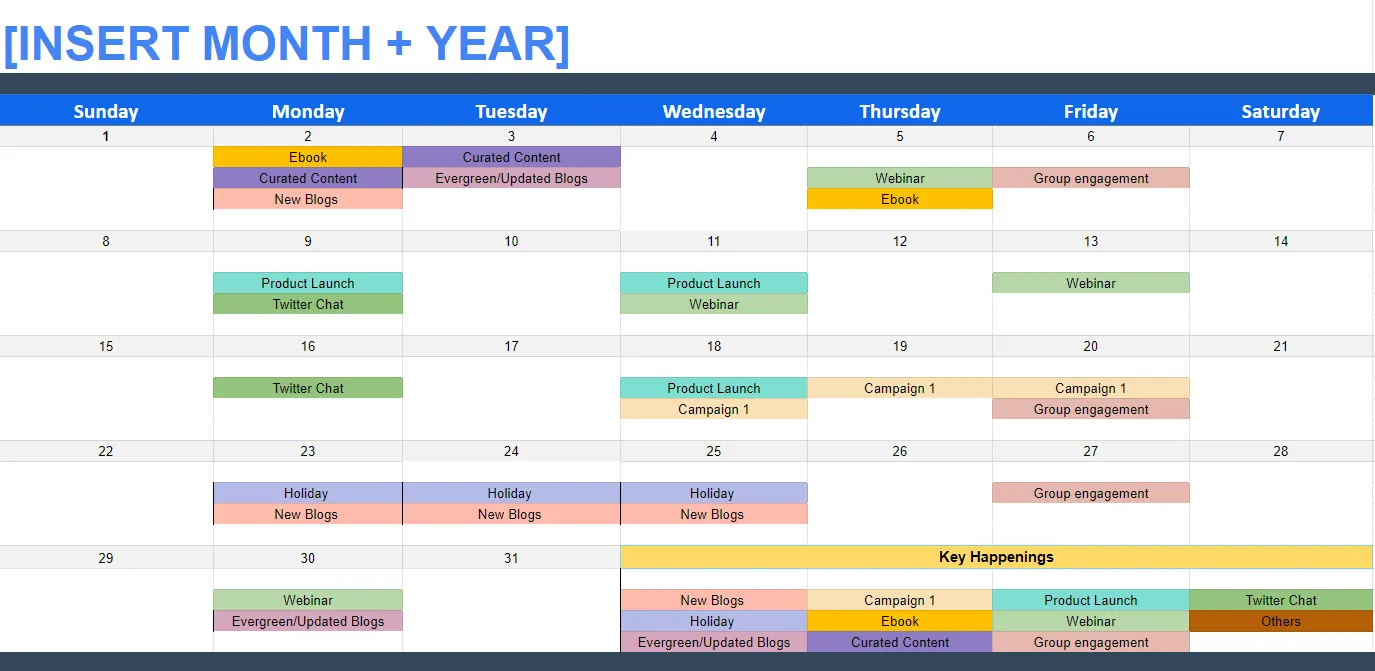 Example of the monthly calendar Example of the monthly calendar