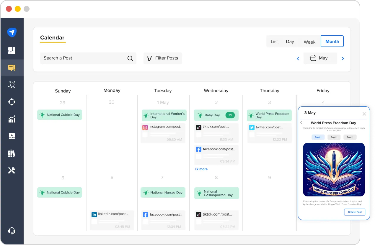 Content Calendar in SocialPilot Content Calendar in SocialPilot