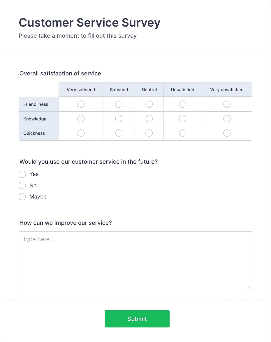 customer service survey customer service survey