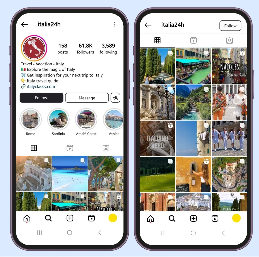Instagram profile of Italia24h Instagram profile of Italia24h