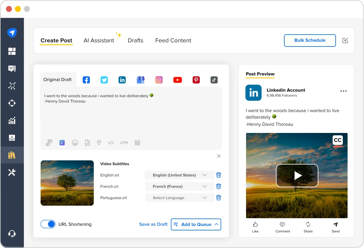 Simply upload your content and select the language Simply upload your content and select the language
