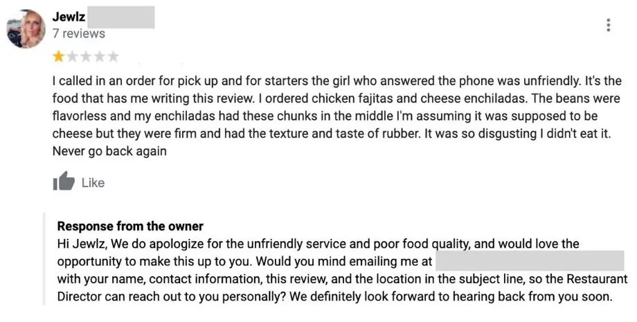 professional review response professional review response