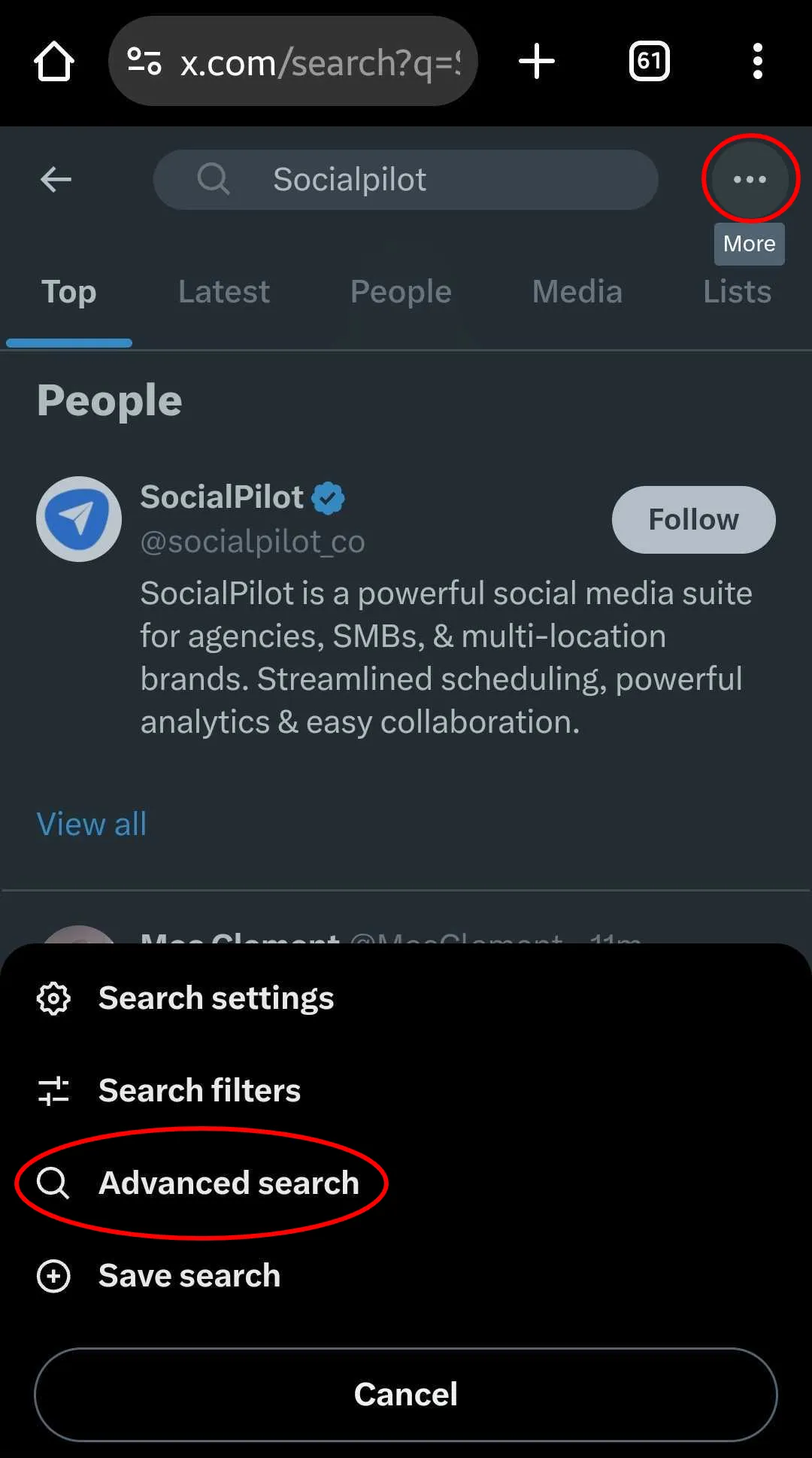 Twitter Advanced search on mobile Twitter Advanced search on mobile