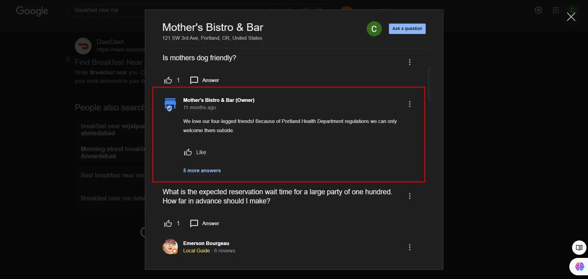Q&A section in Google Business Profile Q&A section in Google Business Profile