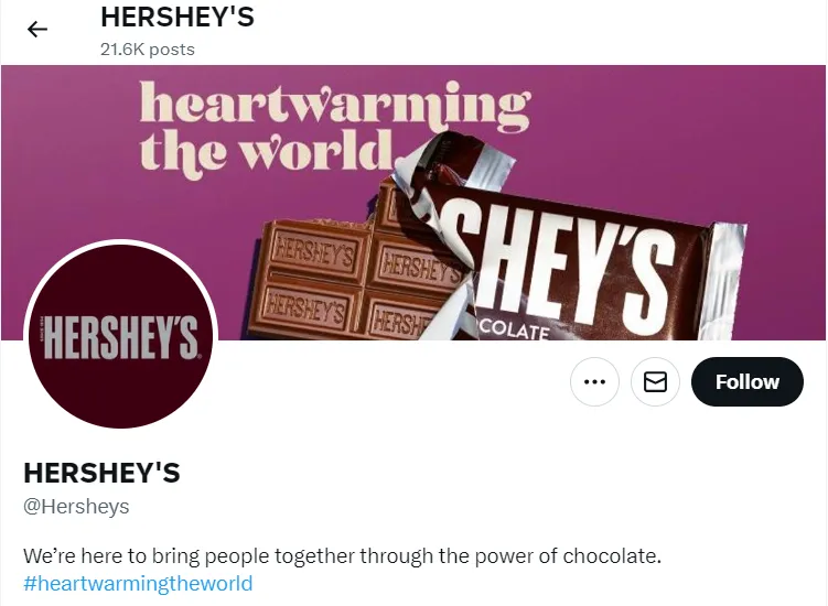 Hershey’s Twitter profile Hershey’s Twitter profile