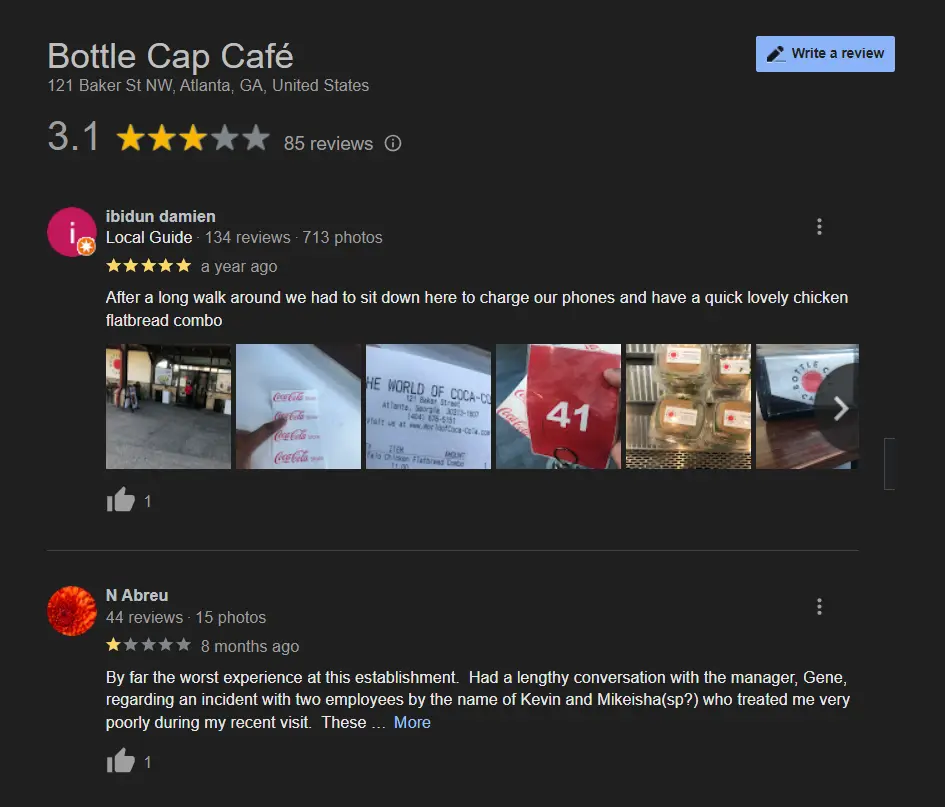 Customer review in Google Business Profile Customer review in Google Business Profile