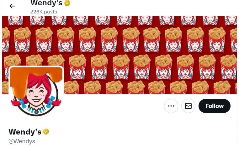 Wendy’s Twitter profile Wendy’s Twitter profile