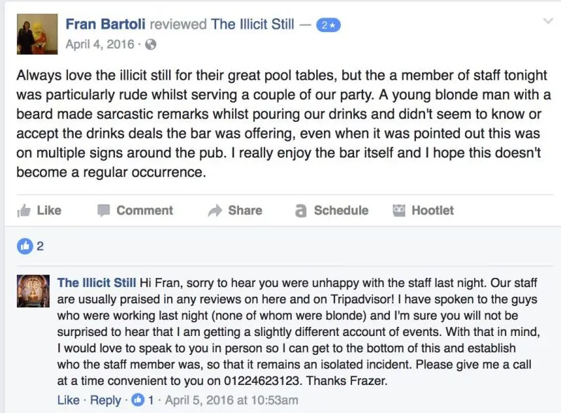 Apologizing for negative Facebook Reviews Apologizing for negative Facebook Reviews