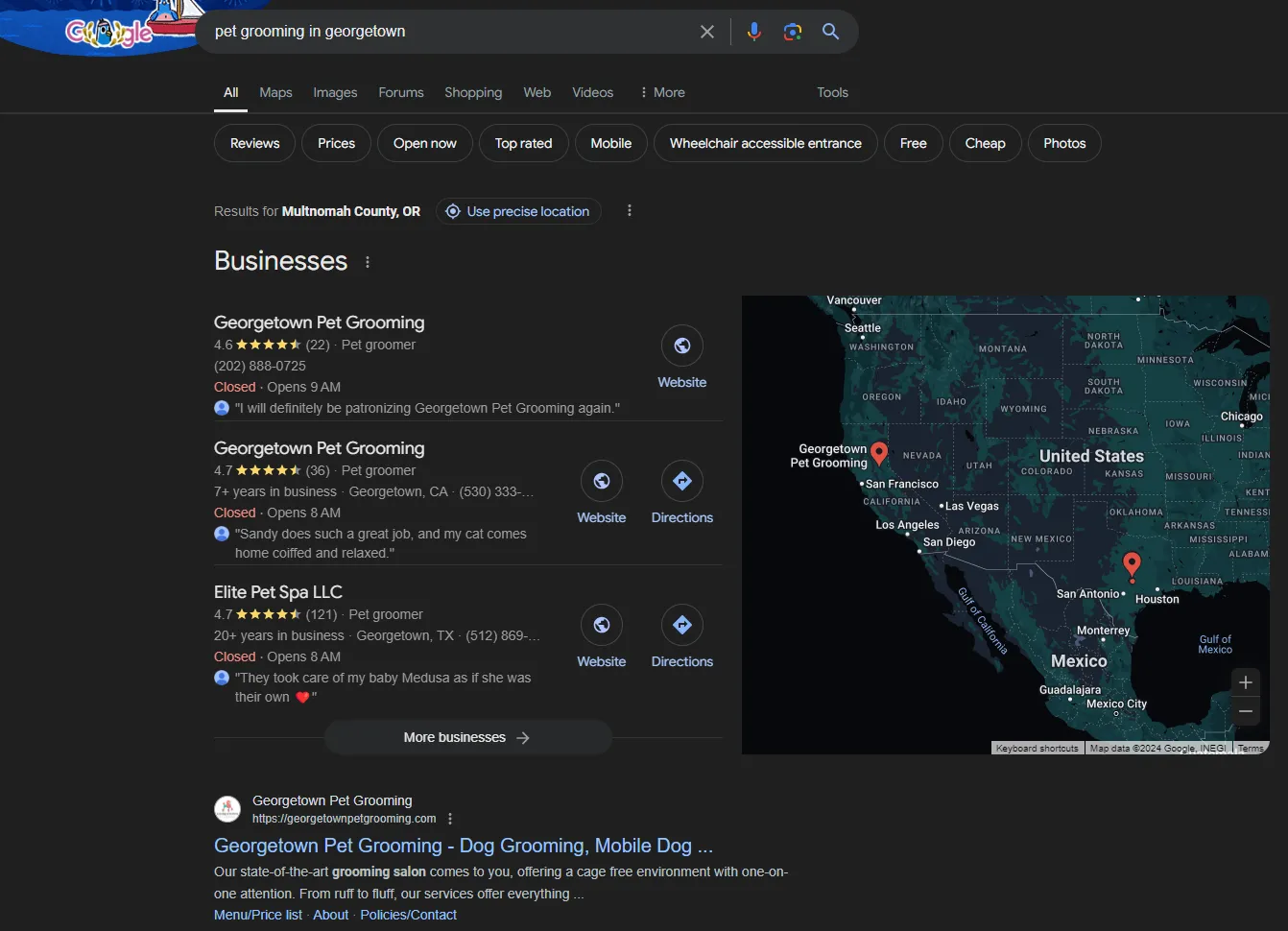 Google search page Google search page