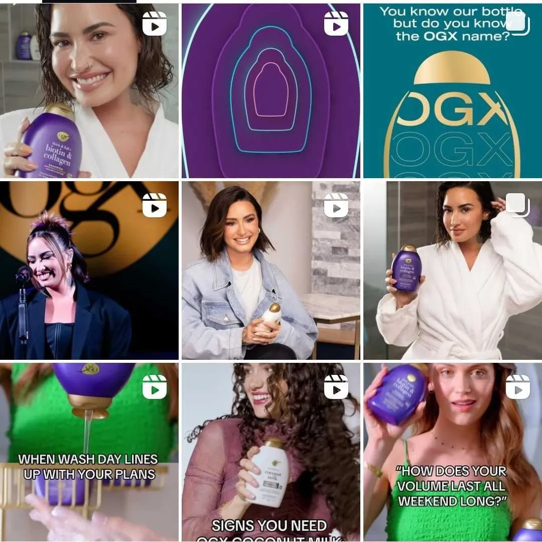 Instagram grid of OGX Beauty Instagram grid of OGX Beauty