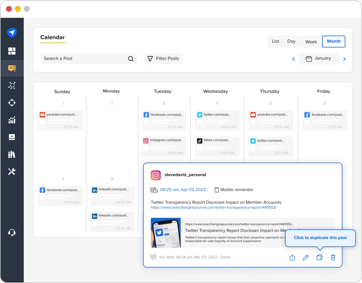 Social Media Calendar in SocialPilot Social Media Calendar in SocialPilot