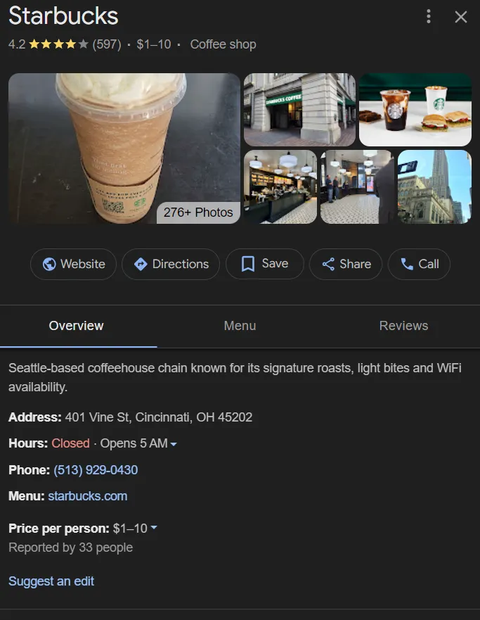 Google Business Profile page Google Business Profile page
