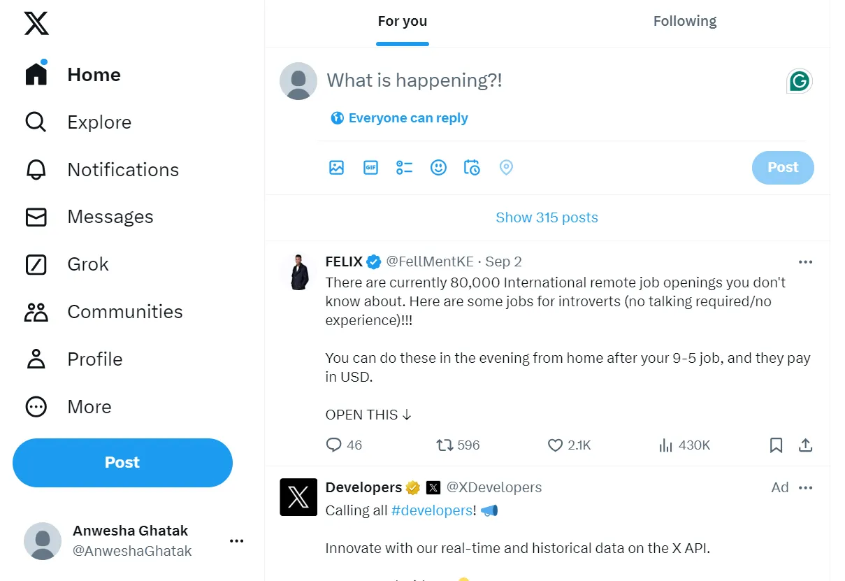 Twitter (X) account Twitter (X) account