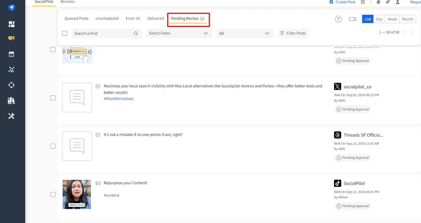 Click on Pending review Click on Pending review