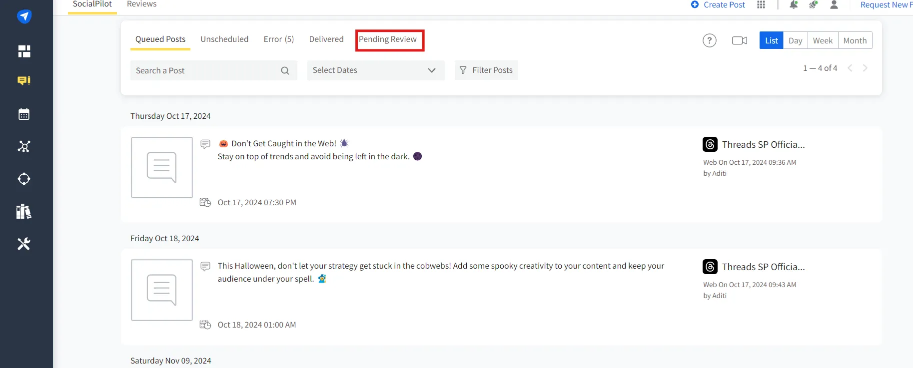 Go to pending post