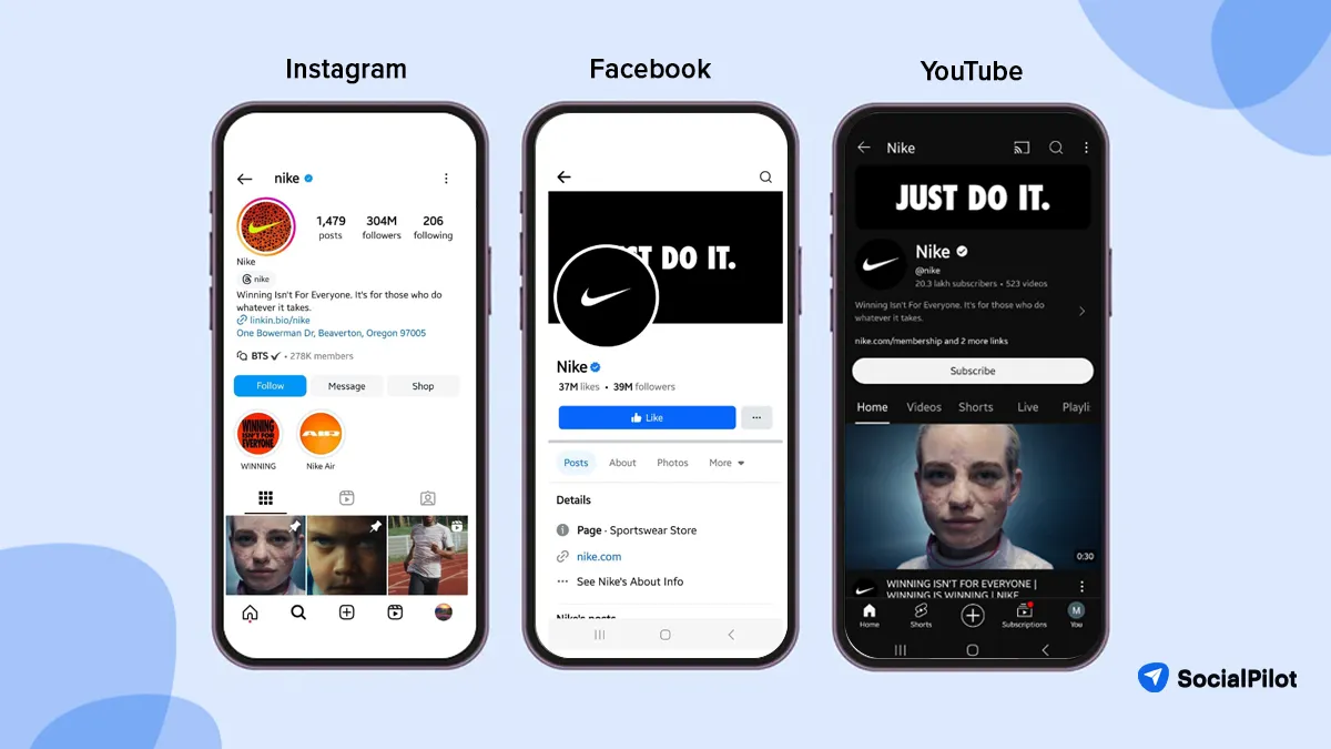Instagram profile of Nike Instagram profile of Nike