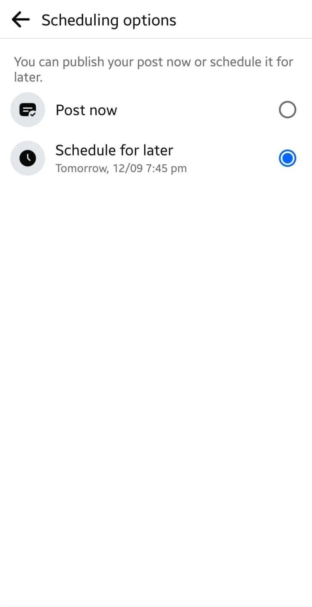 Meta Business Suite Mobile App Scheduling options Meta Business Suite Mobile App Scheduling options