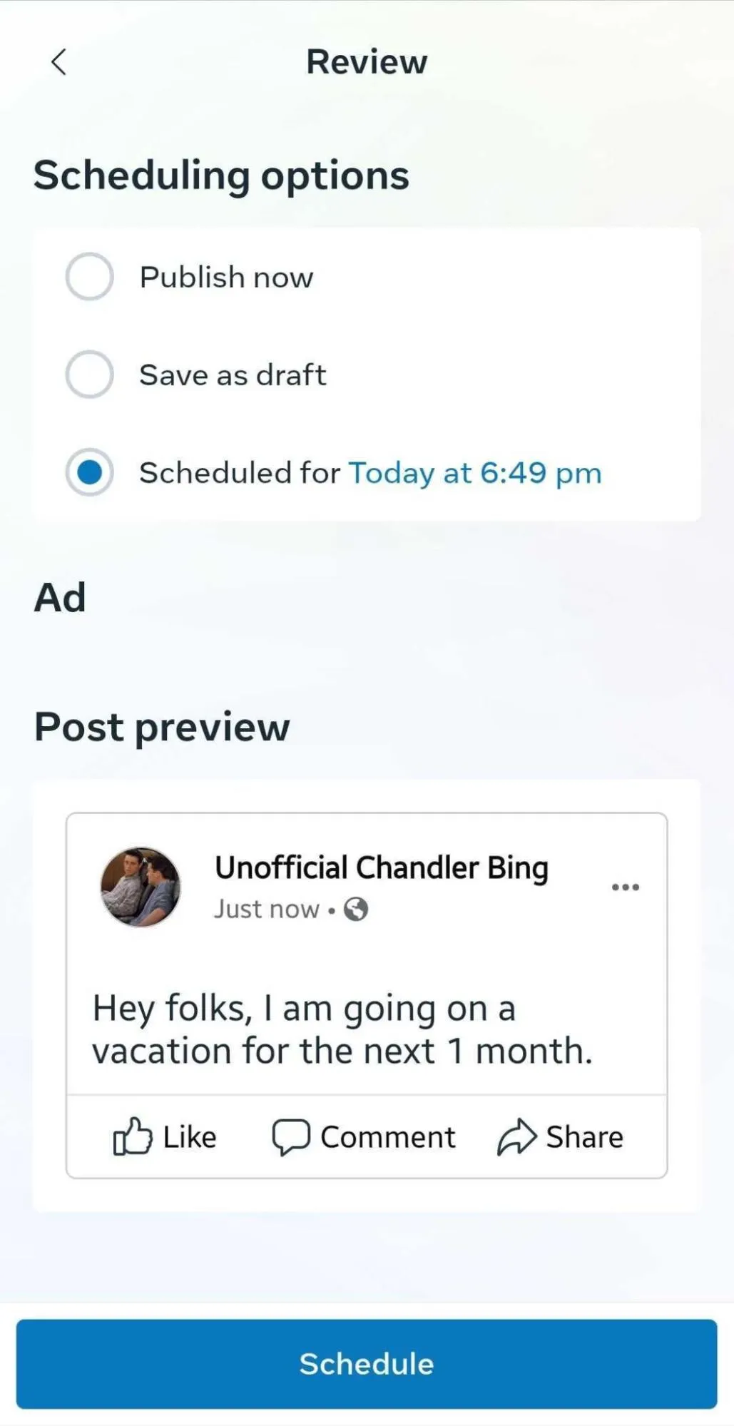 Schedule Schedule