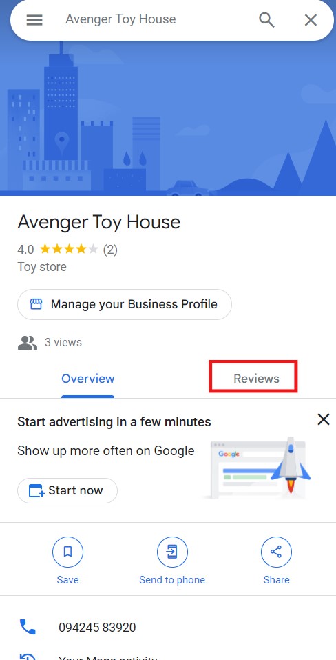 Click on Reviews Tab Click on Reviews Tab