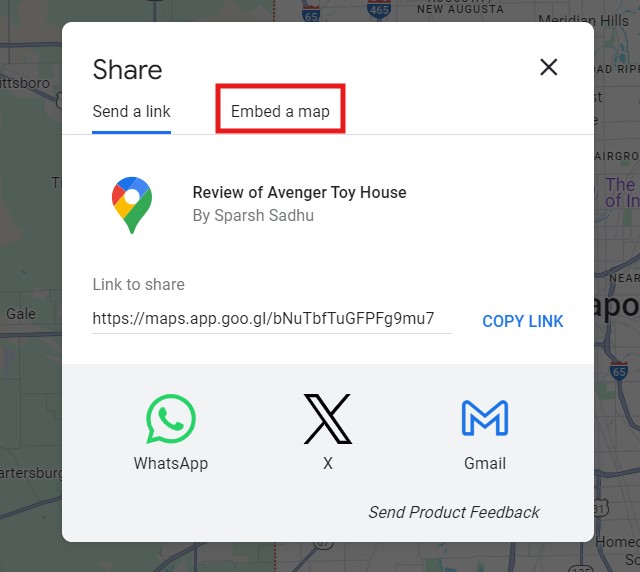 Click on Embed a Map Click on Embed a Map