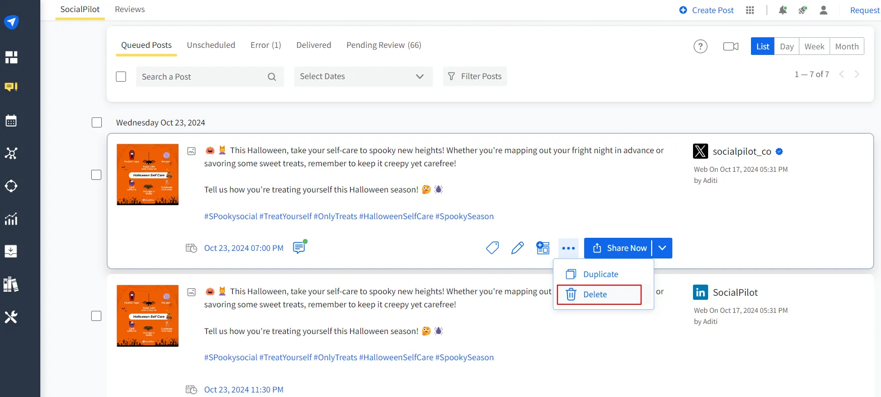 Delete Scheduled YouTube Shorts on SocialPilot Delete Scheduled YouTube Shorts on SocialPilot