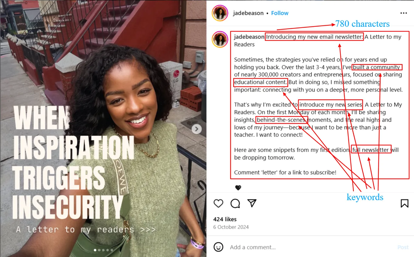Instagram long-form caption with strategic keyword placement Instagram long-form caption with strategic keyword placement