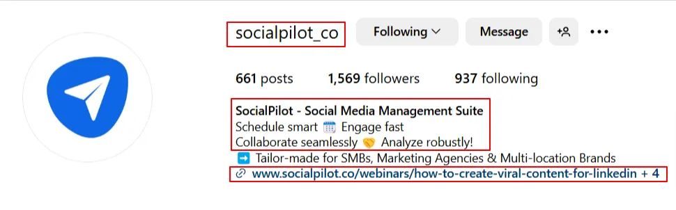 SocialPilot Instagram profile SocialPilot Instagram profile
